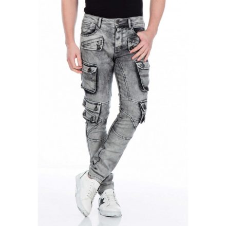 Cipo & Baxx fashionable gray men's Slim fit denim pants CD429