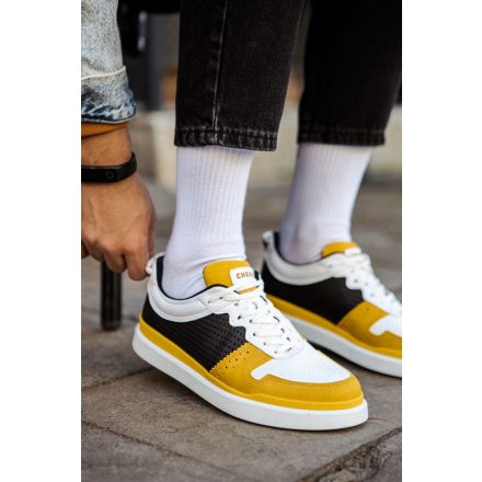 CHEKICH-115.06 white yellow black divatos férfi cipő