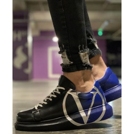 CHEKICH-254.407  BLACK/BLUE (V) divatos férfi cipő