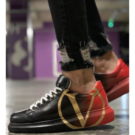 CHEKICH-254.411 BLACK/RED  (V) divatos férfi cipő