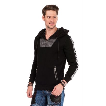 Cipo & Baxx divatos férfi kapucnis pulóver CL311 BLACK