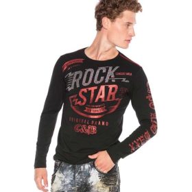 CIPO & BAXX HOSSZÚ UJJÚ FÉRFI PÓLÓ CL398BLACK