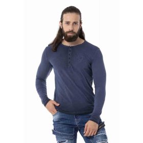 CL523 CIPO&BAXX FÉRFI HOSSZÚ UJJÚ PÓLÓ BLUE