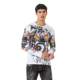 CIPO & BAXX HOSSZÚ UJJÚ FÉRFI PÓLÓ CL553 WHITE