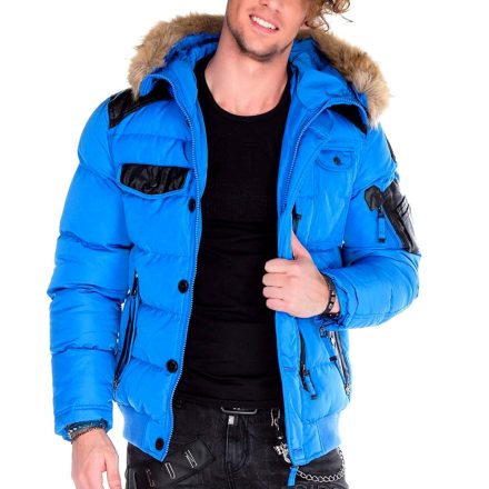 Cipo & Baxx divatos férfi télikabát CM120 BLUE