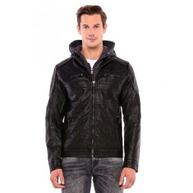 CIPO & BAXX DIVATOS FÉRFI MŰBŐR KABÁT CM156BLACK