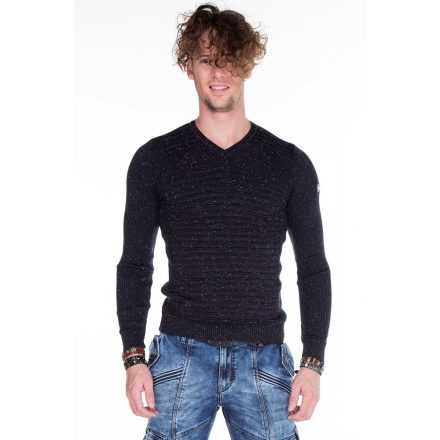 Cipo & Baxx divatos férfi kötött pulóver CP144NAVYBLUE
