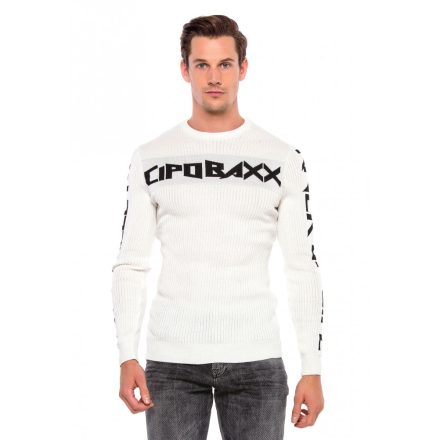 Cipo & Baxx divatos férfi pulóver CP201WHITE