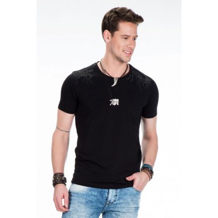 Cipo & Baxx módne čierna tričko s kamienky
