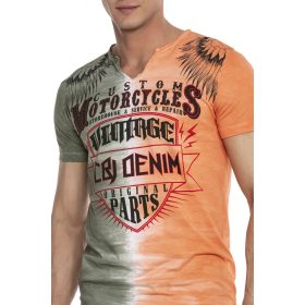 CIPO & BAXX DIVATOS FÉRFI PÓLÓ CT526 KHAKI ORANGE