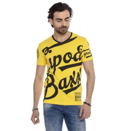 Cipo & Baxx divatos férfi póló CT635 Yellow
