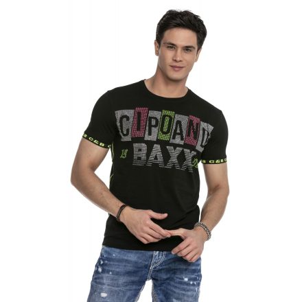 Cipo & Baxx divatos férfi póló CT636 BLACK