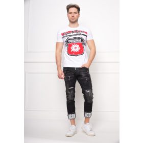 CT705 DIVATOS FÉRFI RÖVID UJJÚ PÓLÓ FEHÉR