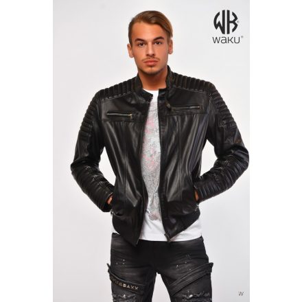 Waku-Genuine Leather Jacket WB103black